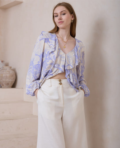 Emmaline Frill Top - Lavender Floral