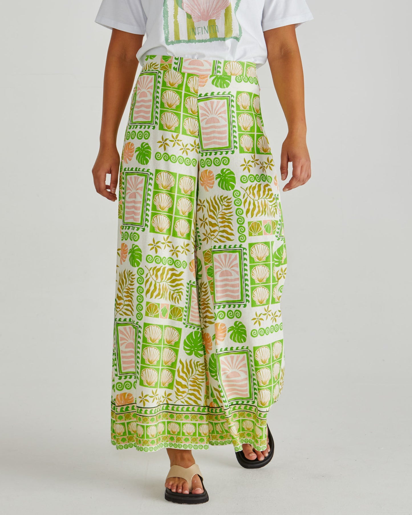 Emmett Wide Leg Pant - Green Shell