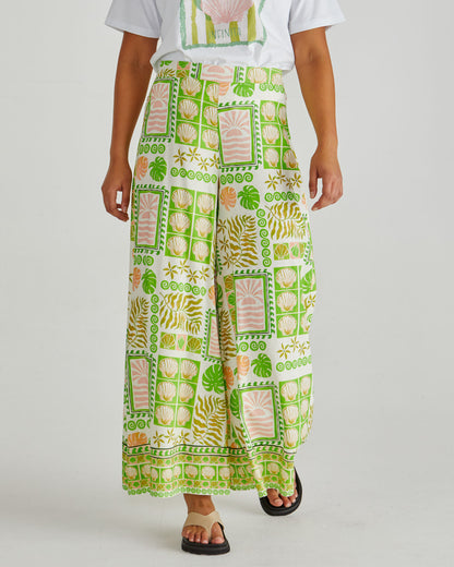 Emmett Wide Leg Pant - Green Shell