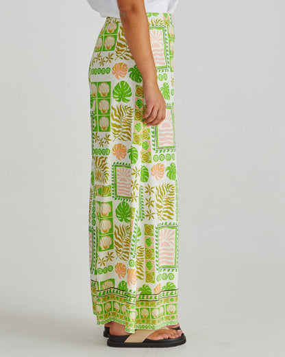 Emmett Wide Leg Pant - Green Shell