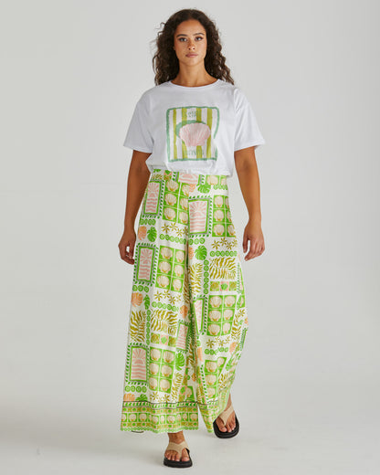 Emmett Wide Leg Pant - Green Shell