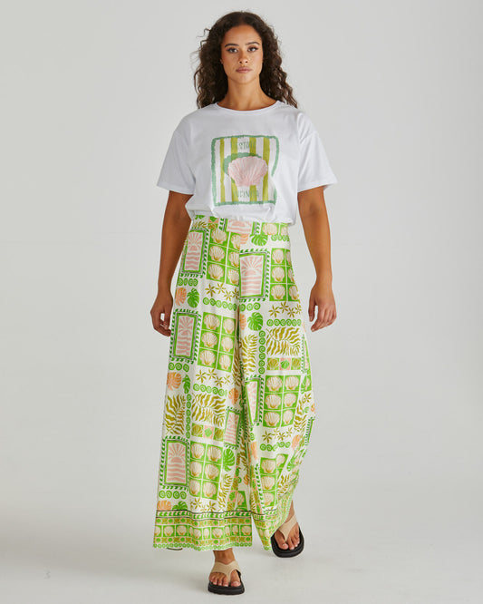 Emmett Wide Leg Pant - Green Shell