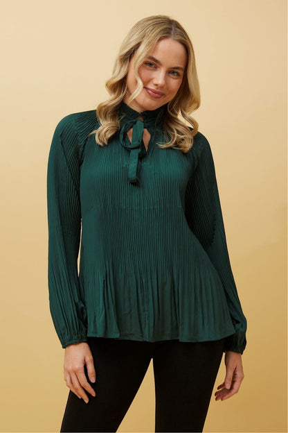 Estelle Pleated Emerald Top