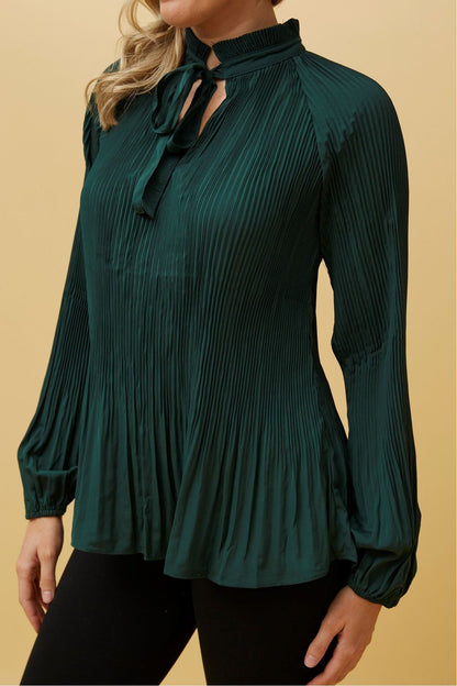 Estelle Pleated Emerald Top