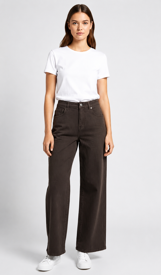 Ethan Wide Leg Jean - Dark Chocolate