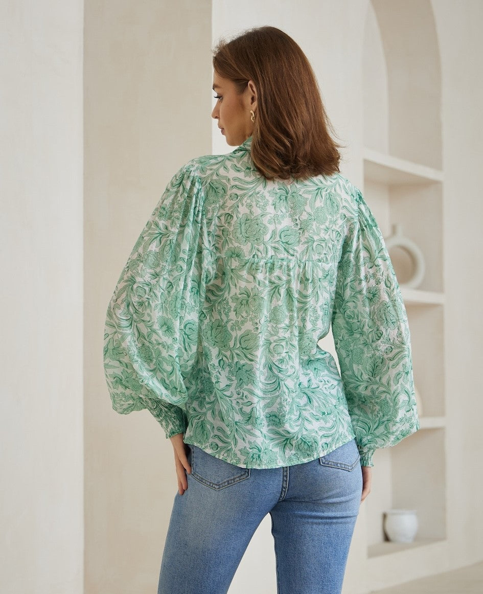 Eva Shirt - Green Floral