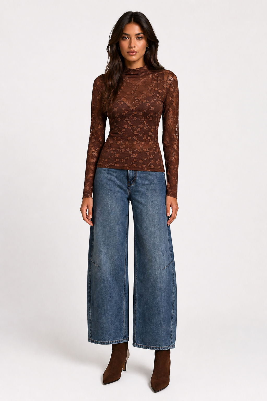 Faye Lace Top - Chocolate