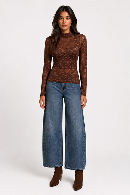 Faye Lace Top - Chocolate