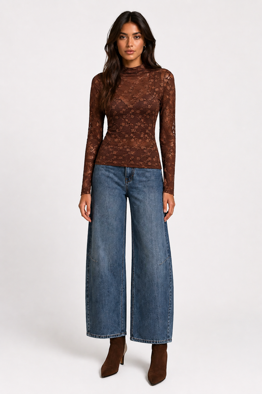 Faye Lace Top - Chocolate