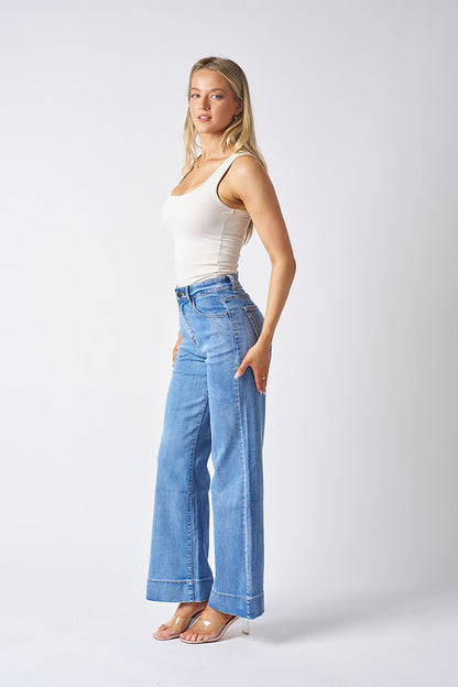 Finn Wide Leg Jean - Mid Blue