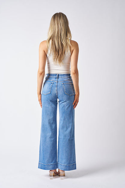 Finn Wide Leg Jean - Mid Blue