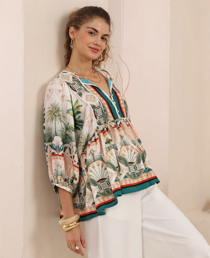 Francesca Top - Palm Cove Print