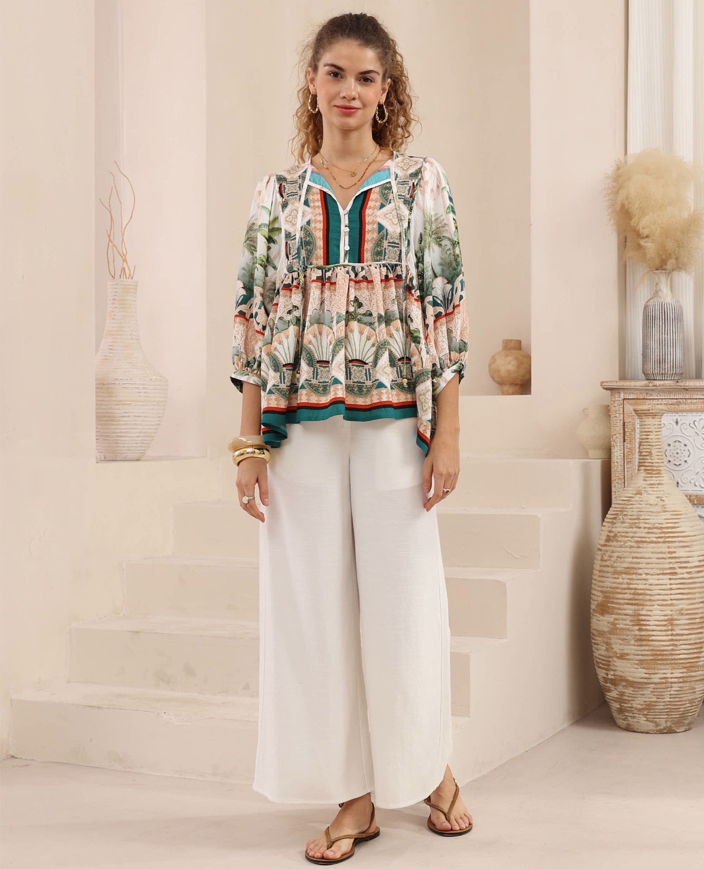 Francesca Top - Palm Cove Print