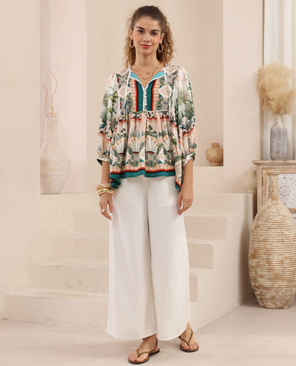 Francesca Top - Palm Cove Print