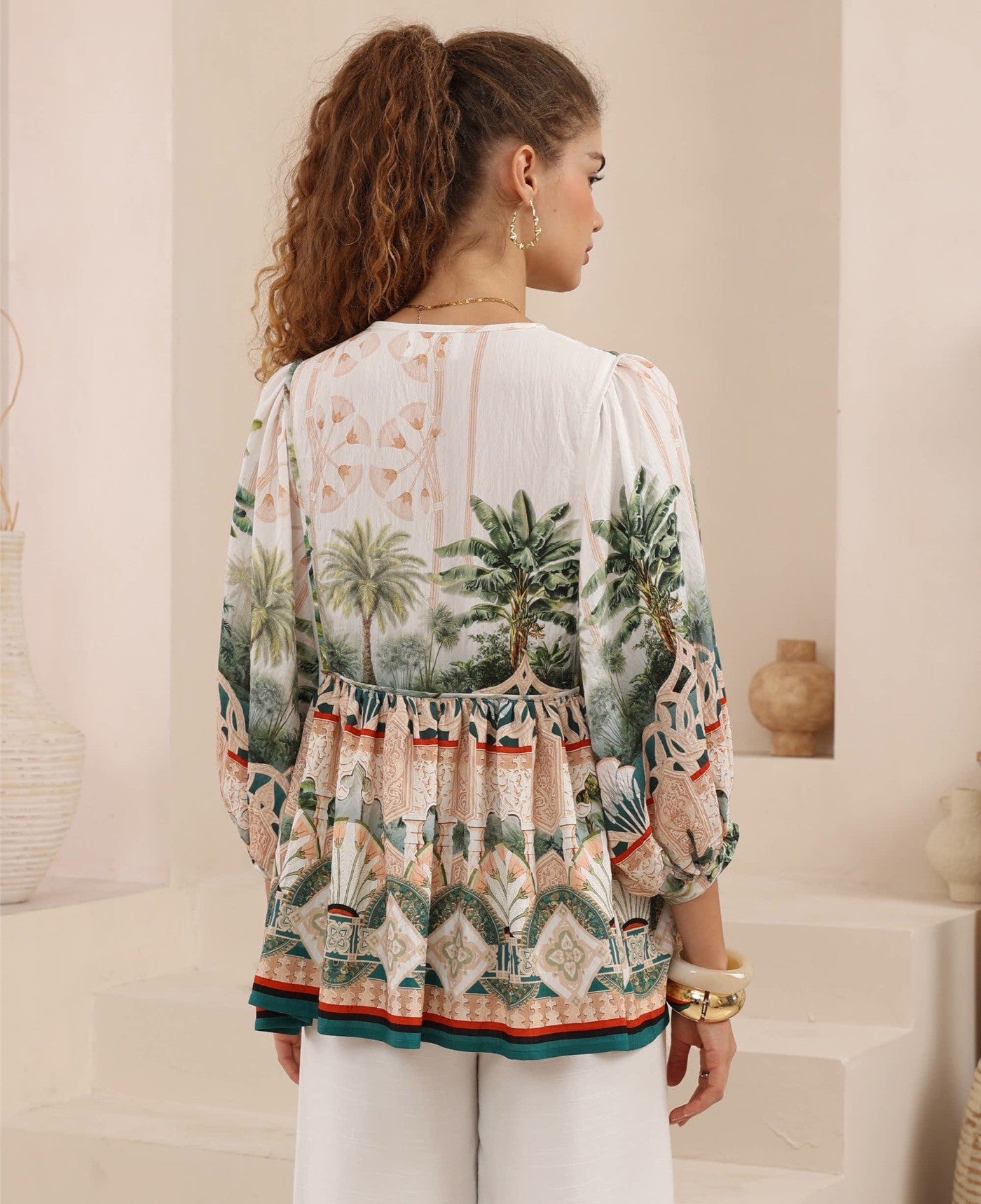 Francesca Top - Palm Cove Print