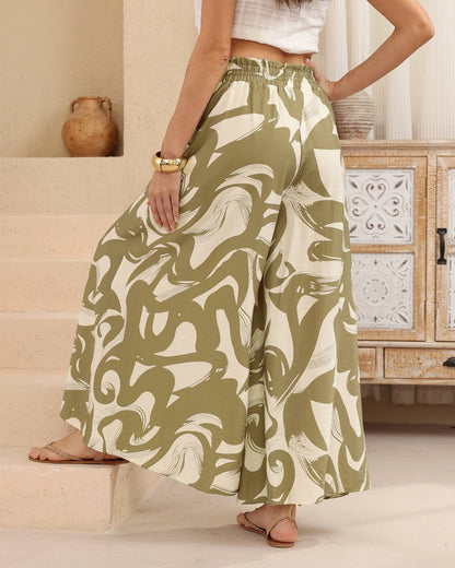Gabrielle Culotte Pant - Khaki Oasis Print