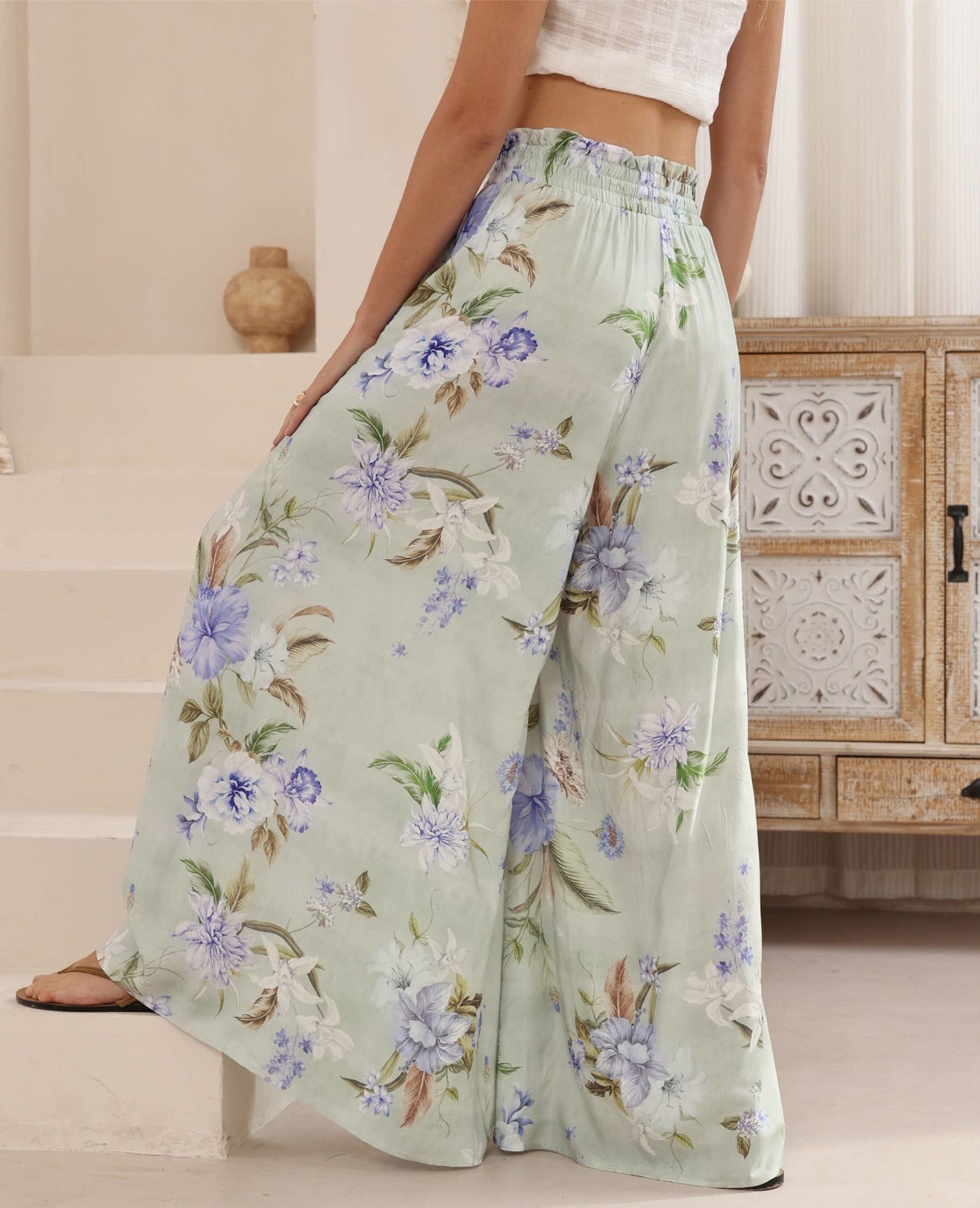 Gabrielle Culotte Pant - Mint Floral