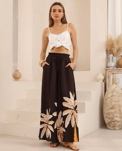Gabrielle Culotte Pant - Palms Print