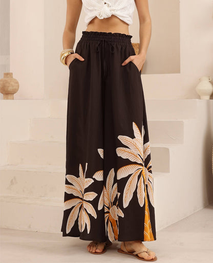 Gabrielle Culotte Pant - Palms Print