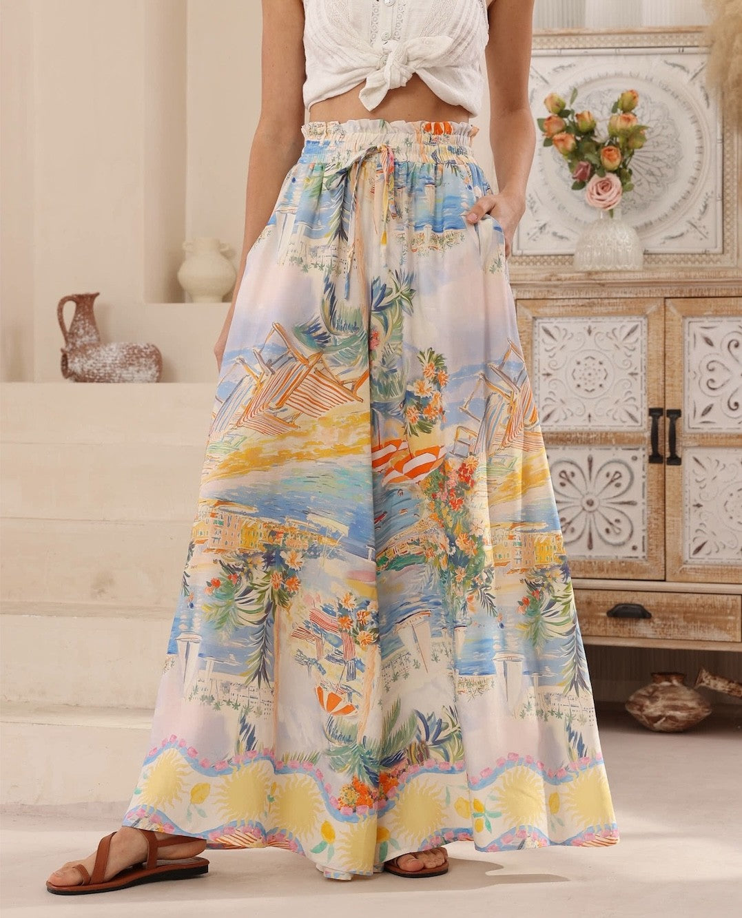 Gabrielle Culotte Pant - Venice Print