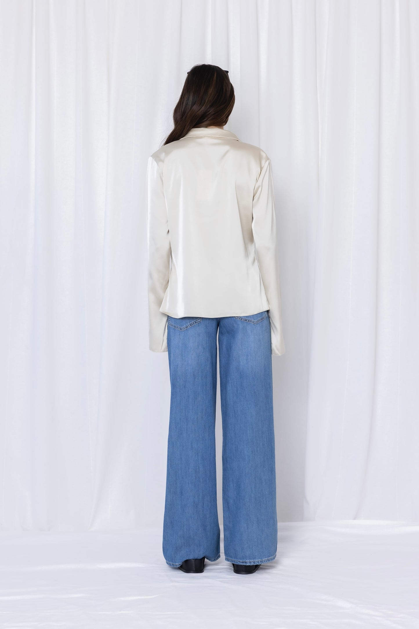 Gigi Satin Tie Front Top - Ivory