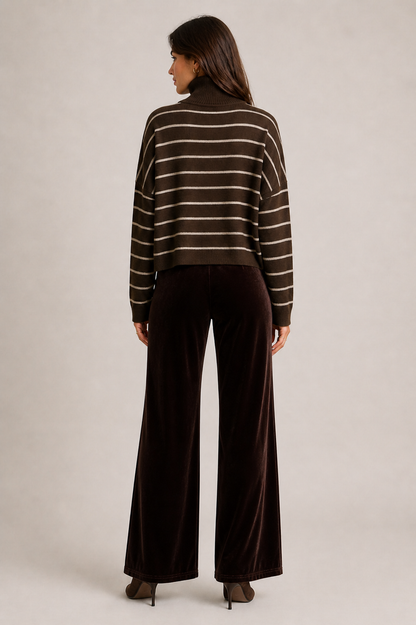 Giselle Velvet Pant - Chocolate
