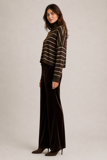Giselle Velvet Pant - Chocolate