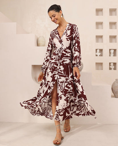 Heidi Maxi Dress - Burgundy Floral