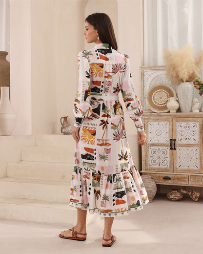 Hendrix Midi Dress - Tropical Print