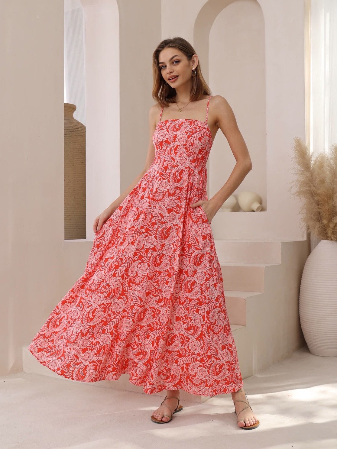 Sasha Maxi Dress - Red Print