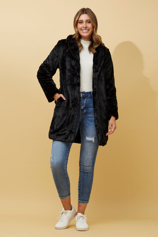 Jacqueline Faux Fur Coat - Black