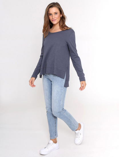 Jess Long Sleeve Tee - Gunmetal