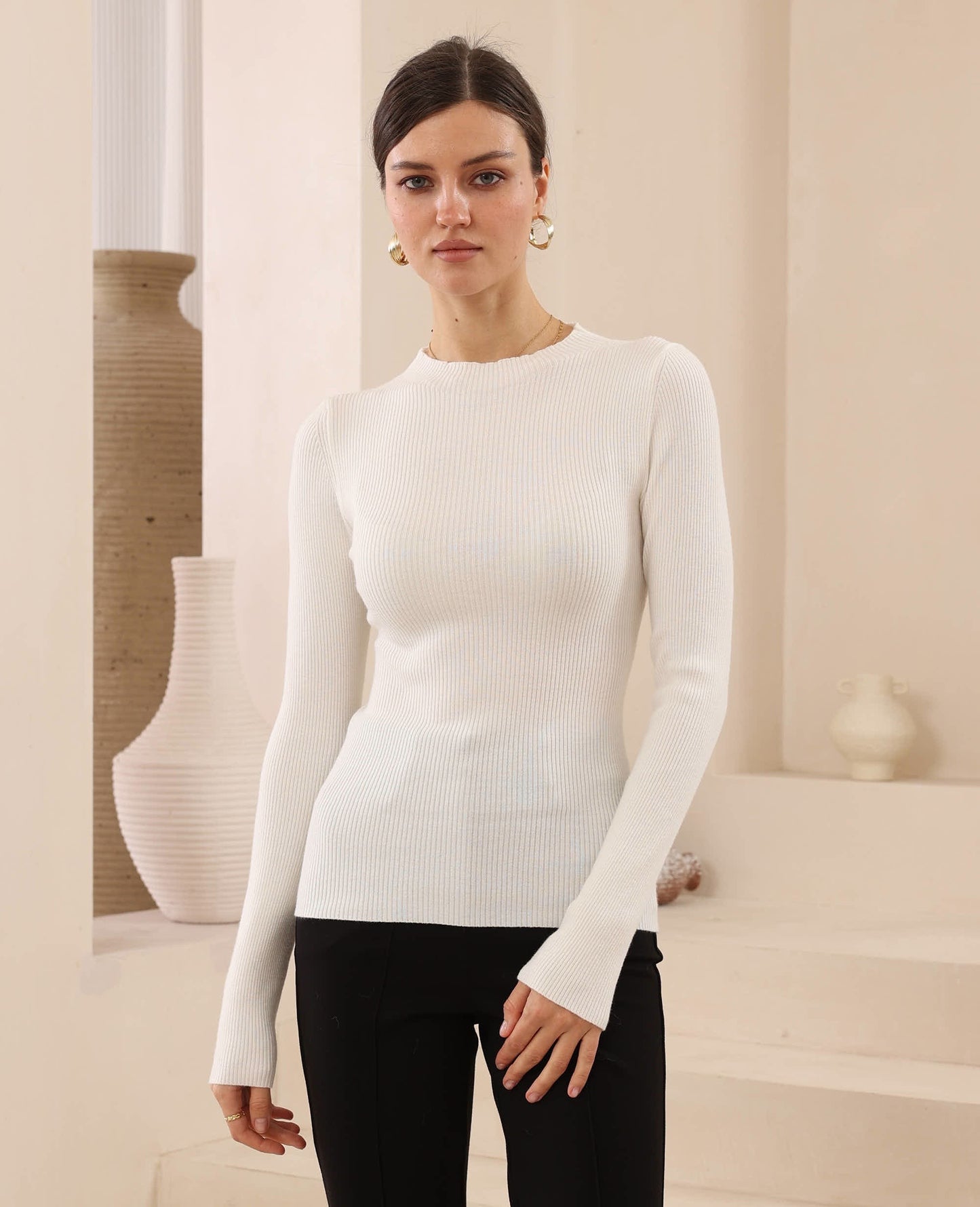 Joey Ribbed Knit - White