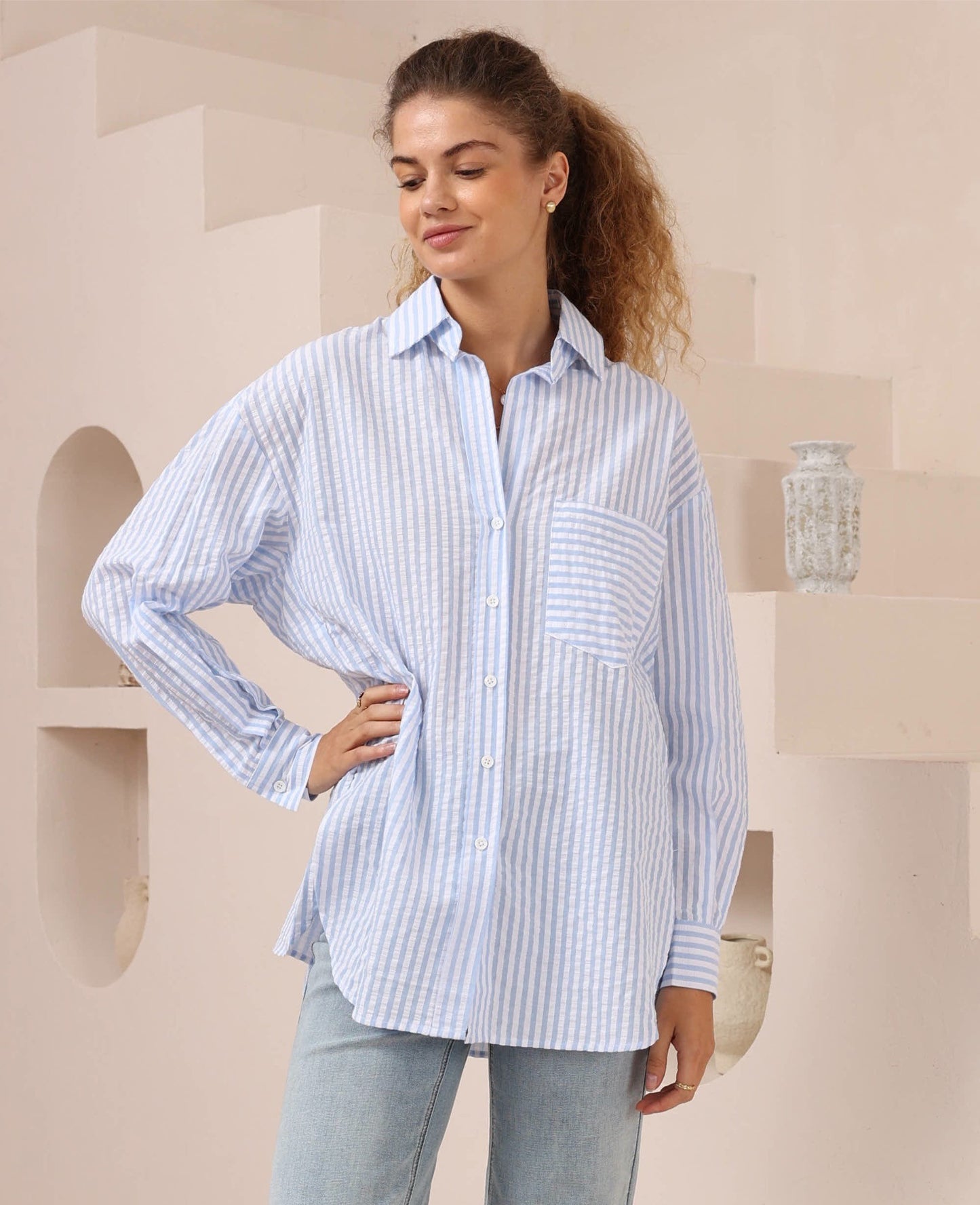 Joey Stripe Shirt - Blue