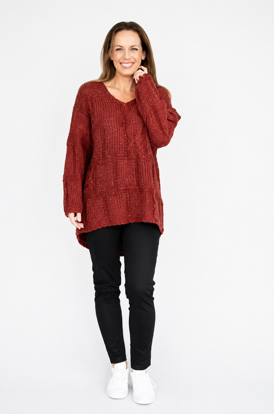 Josie Knit Oversized Jumper - Rust