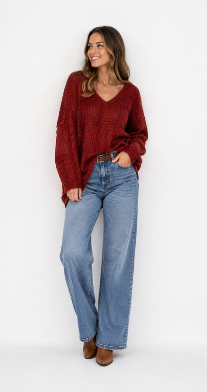 Josie Knit Oversized Jumper - Rust