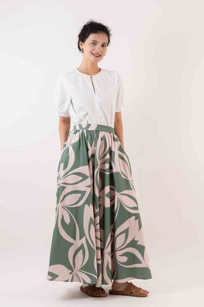 Katarina Maxi Skirt - Sage Print