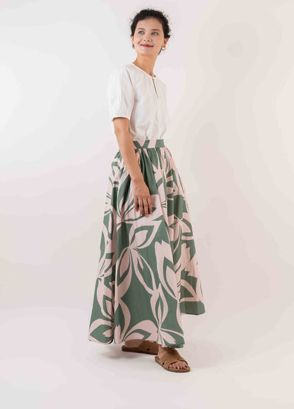 Katarina Maxi Skirt - Sage Print