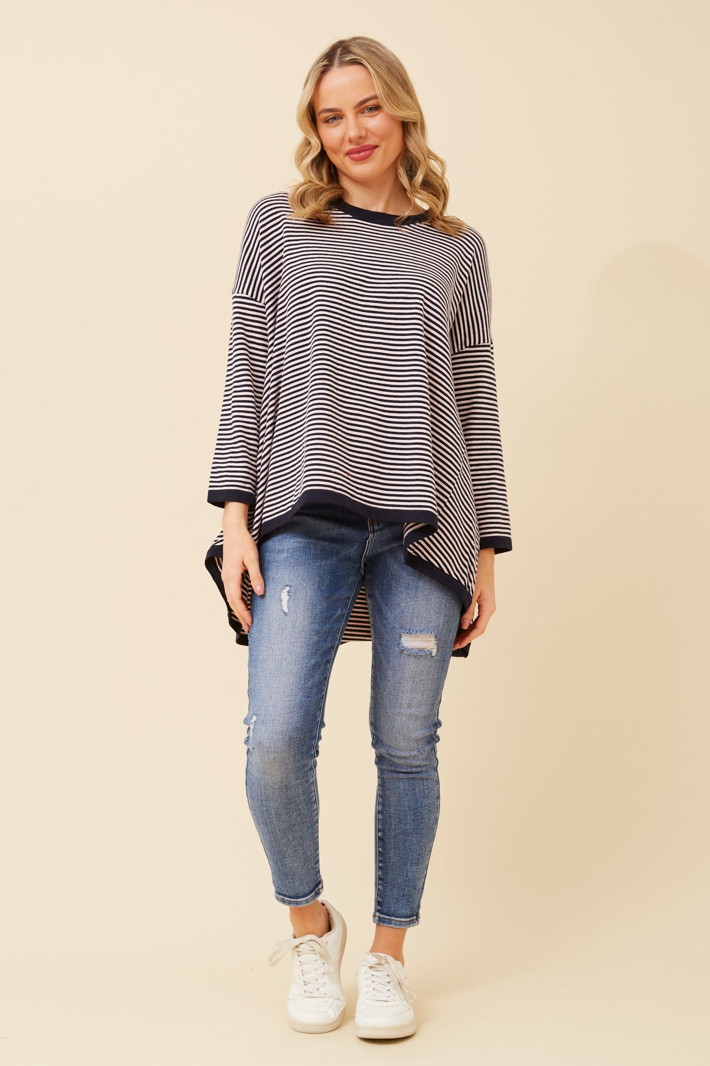 Katie Knit Jumper - Navy Stripe