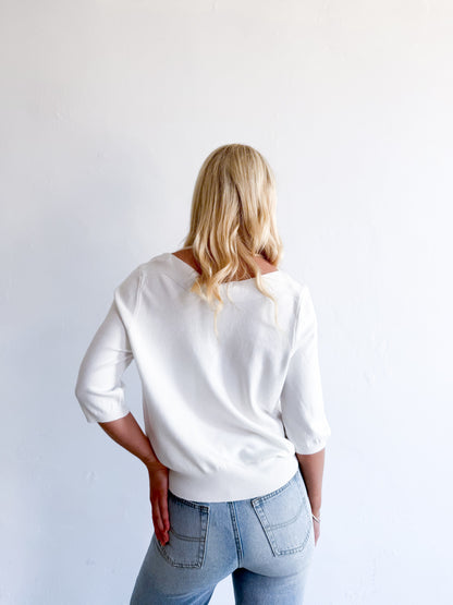 Lainy Knit Top - White