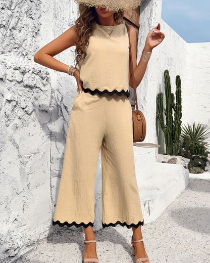 Lana Wide Leg Pant - Beige