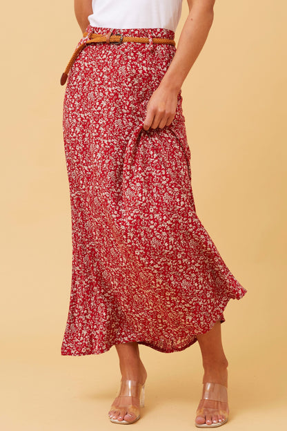 Lisa Maxi Skirt - Red Floral