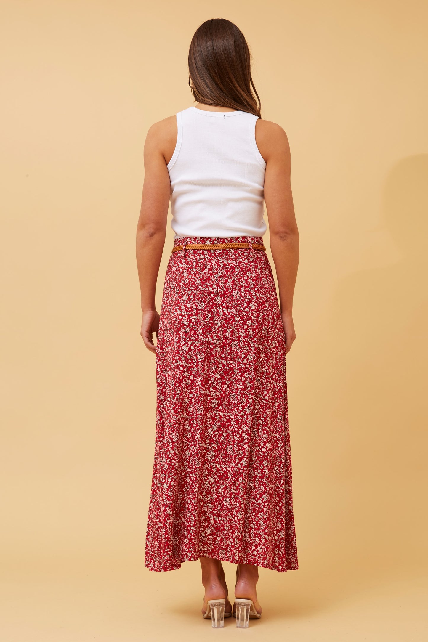 Lisa Maxi Skirt - Red Floral