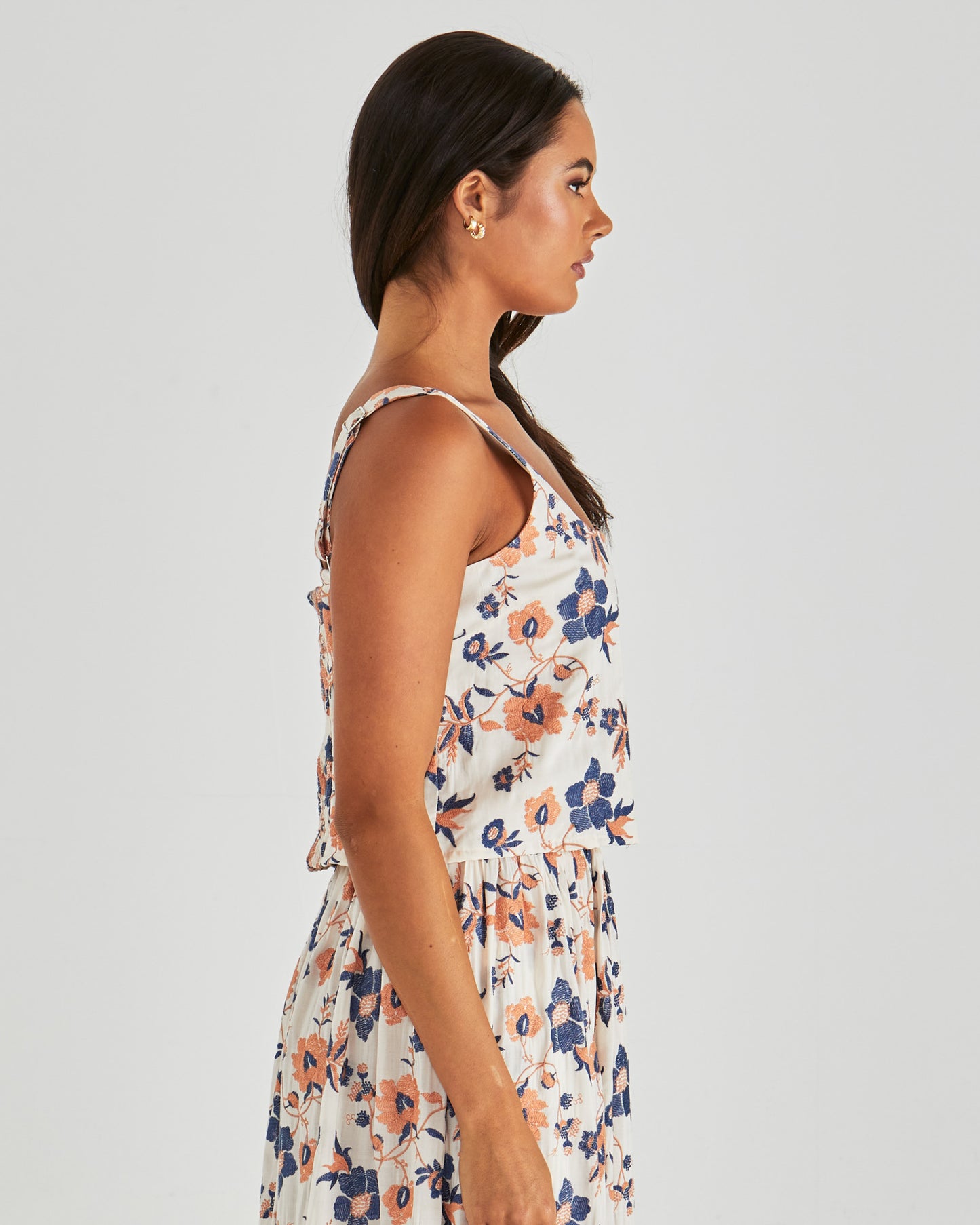 Luca Crop Top - Navy Floral