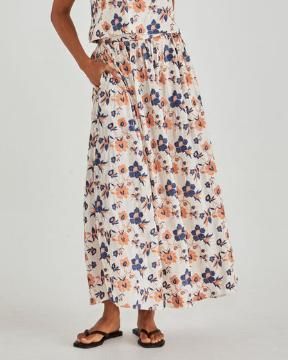 Luca Full Skirt - Navy Floral