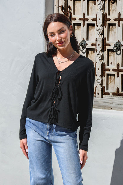 Lucca Tie Top - Black