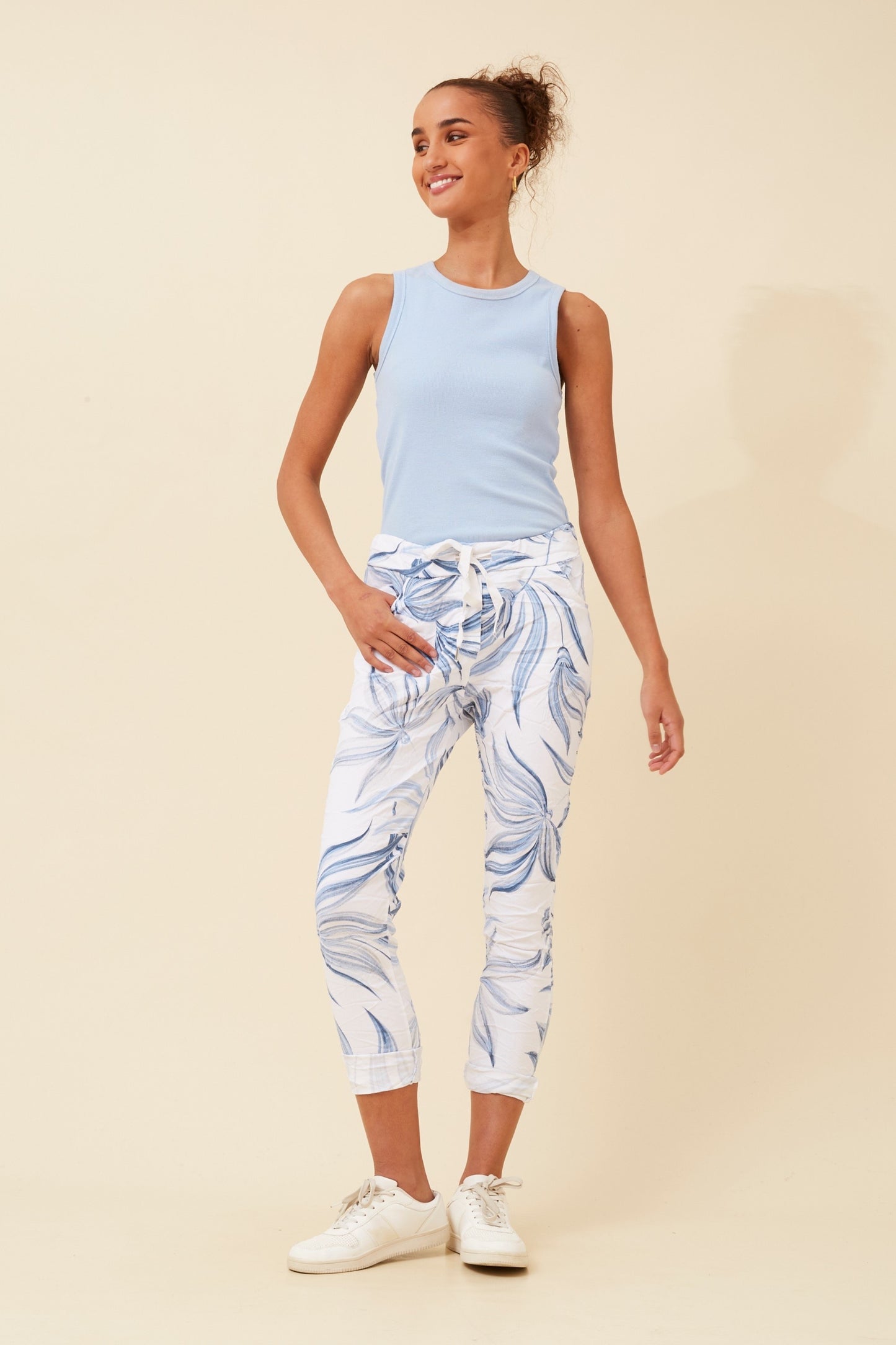 Luna Jogger Pant - White/Blue