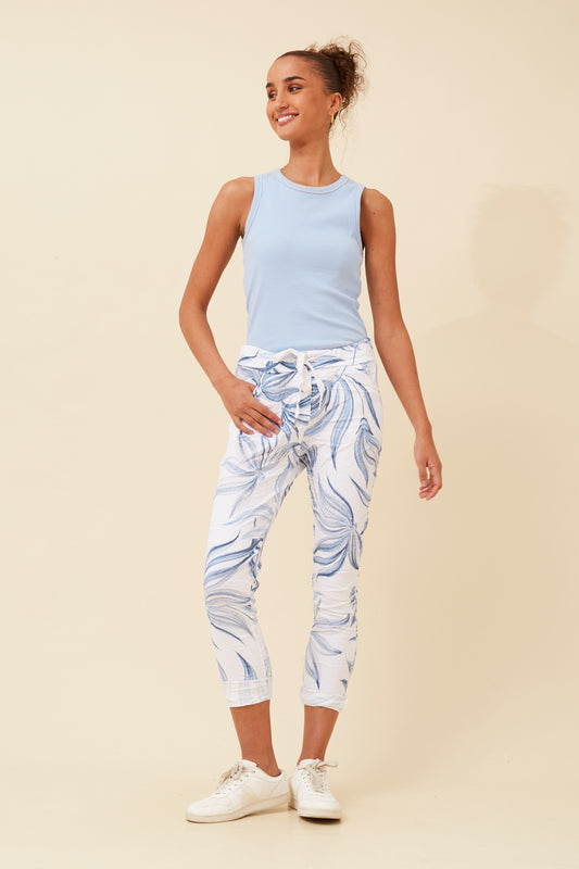 Luna Jogger Pant - White/Blue