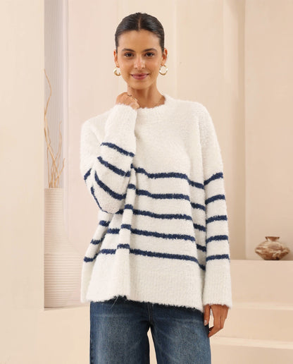 Luna Knit Jumper - White/Navy