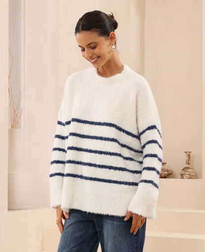 Luna Knit Jumper - White/Navy